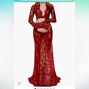Off Shoulder Ruffle Sleeve Lace Maternity Gown
Maxi Photography Dress